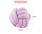 Hand-Woven Crystal Velvet Cushion Three-Strand Rope Round Knotting Pillow,Purple
