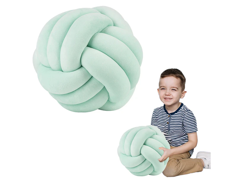 Three-Strand Rope Round Knotting Pillow Hand-Woven Crystal Velvet Cushion,Light Green