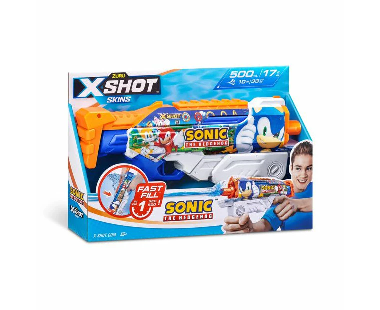 X-Shot Water Fast-Fill Skins Sonic The Hedgehog Hyperload Water Blaster