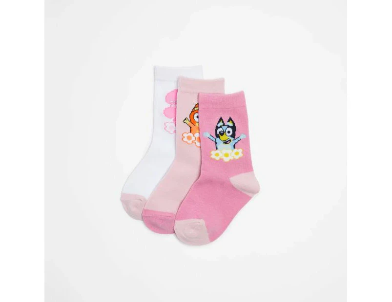 Bluey Crew Socks - 3 Pack - Pink