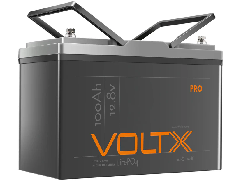 VoltX Pro 12V 100Ah Lithium Battery 1280Wh LiFePO4 200A BMS Rechargeable 4000 Deep Cycles Camping RV 4WD Camping Caravan Solar Power Replace AGM Lead Acid