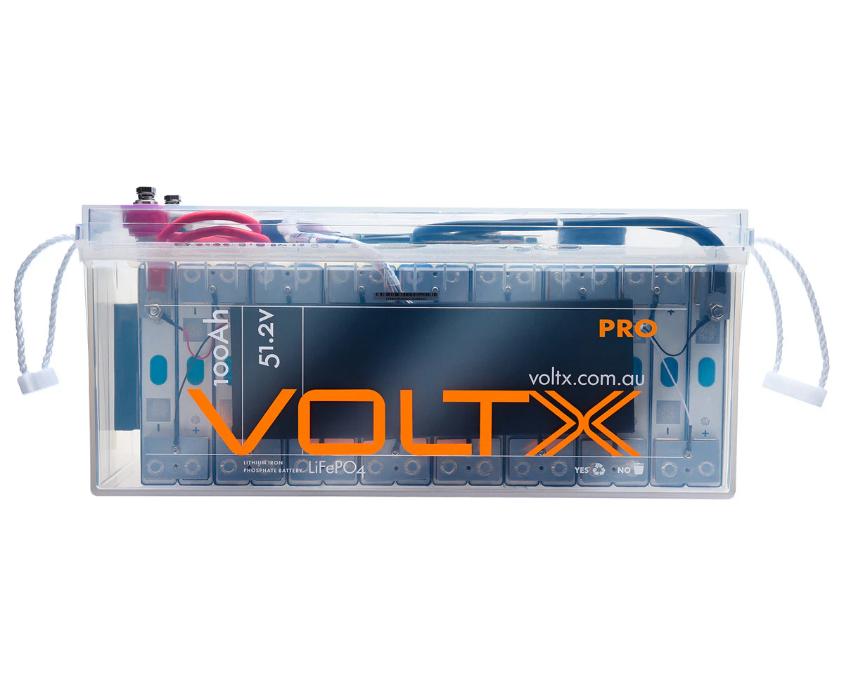 VoltX Pro 100Ah 48V Lithium Iron Phosphate Battery LiFePO4 Rechargeable 5120Wh Energy 4000 Life Cycles BMS Protection Road Trip Motorhome Camping RV Power