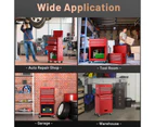 Costway 6-Drawer Tool Cabinet Workshop Storage Chest Garage Organizer w/Lockable Tool Box & Removable Hooks Red