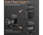 Costway 6-Drawer ToolBox Cabinet Workshop Storage Chest Garage Organizer w/Lockable Tool Box & Removable Hooks Black