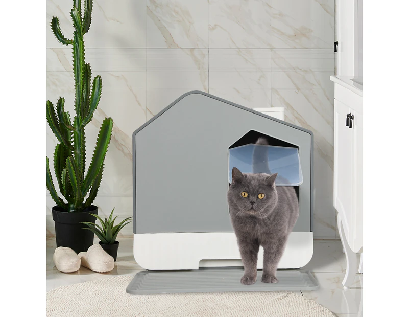 Pawz Fully Enclosed Cat Litter Box Mat Kitty Toilet Trapping Odour Control Basin