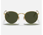 Men Unisex Ray Ban Sunglasses Rb3447 Round Metal Polished Gold/ Green Sunnies - Xs