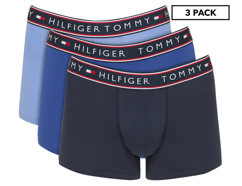 Tommy Hilfiger Men's Cotton Stretch Trunks 3-Pack - Blue