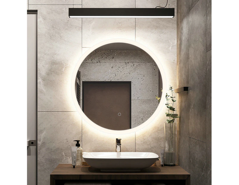 60/80cm Bathroom Mirror LED 3 Colors Light Touch Switch Dimmable Anti-Fog IP44 Vanity Makeup Wall Mirror Round