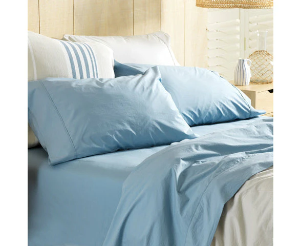 Deborah Hutton Vintage Wash Sheet Set   - Blue - Double