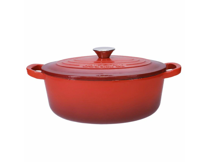 Baccarat Le Connoisseur 3.5L Cast Iron Oval French Oven with Lid Size 27cm in Red