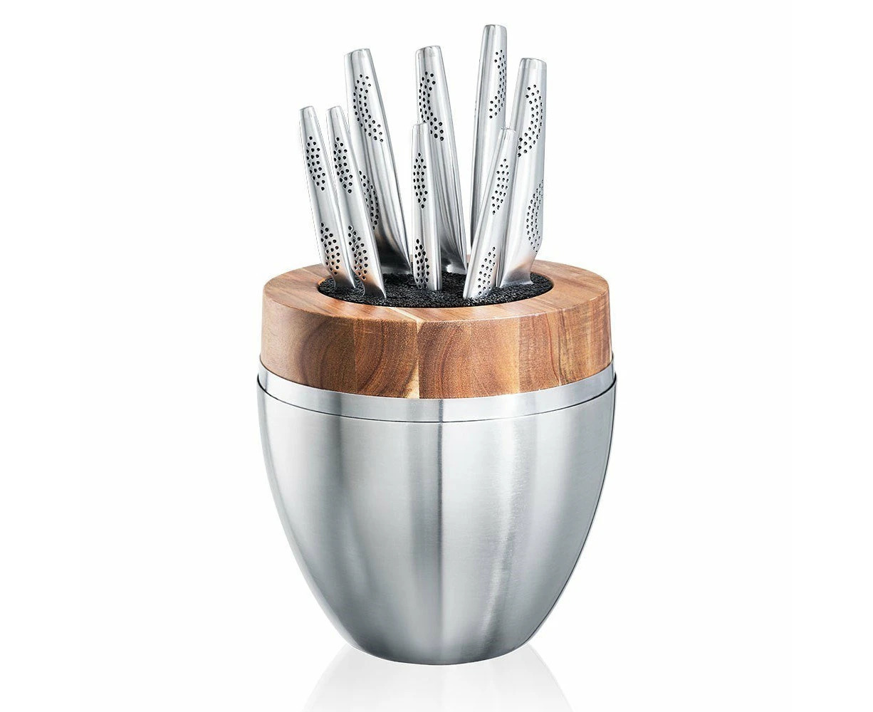 Baccarat THE EGG iD3 9 Piece Stainless Steel Knife Block