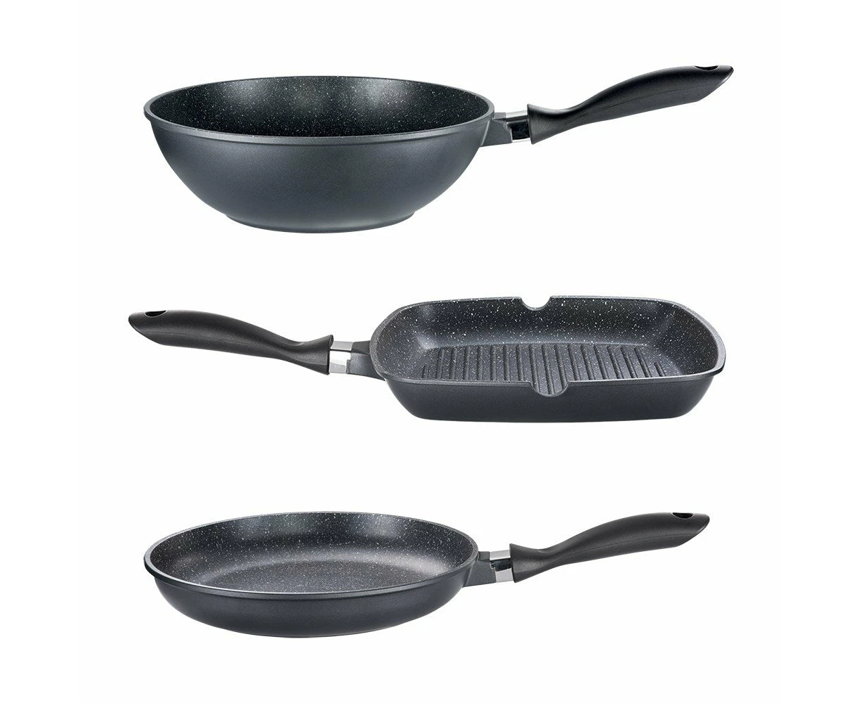 Baccarat STONE Non Stick Grill, Wok & Frypan Tri Pack 28cm