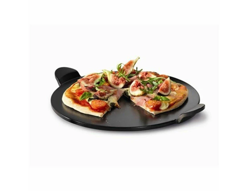 Baccarat Gourmet Pizza Stone With Handles - Size 46cm in Black