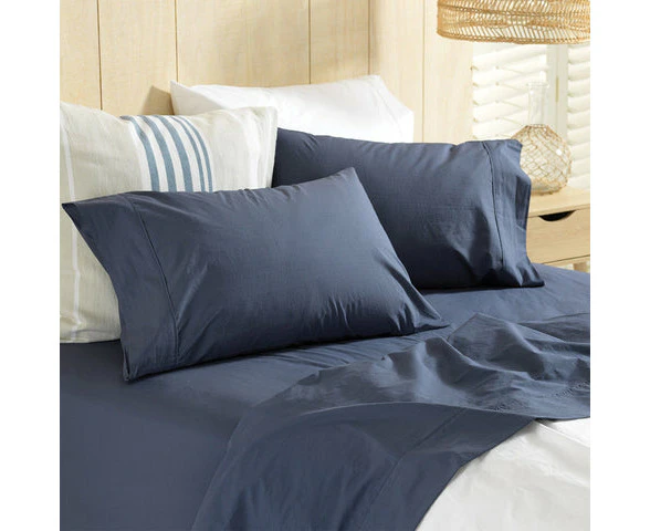 Deborah Hutton Vintage Wash Sheet Set   - Navy - Double