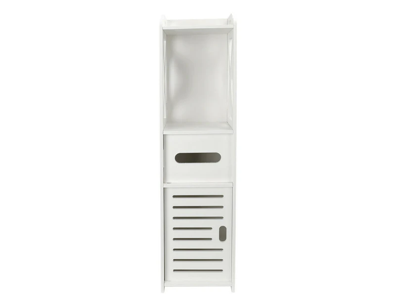 Small Bathroom Storage Corner Floor Cabinet Organiser Laundry Cupboard Toilet Vanity with Doors and Shelves White