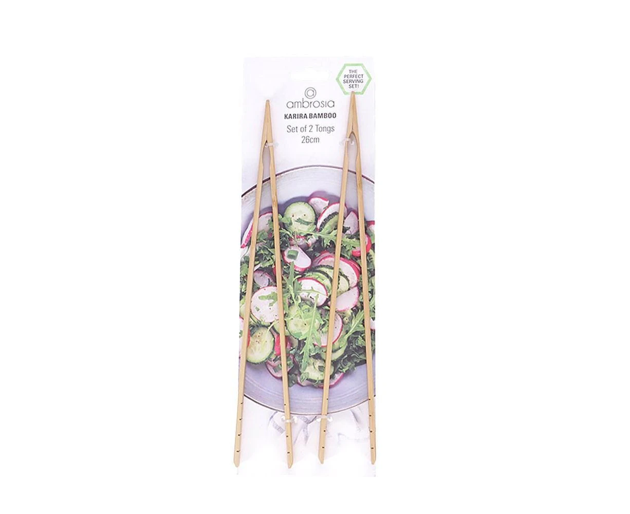 Ambrosia Karira Bamboo Tongs Set of 2 26cm