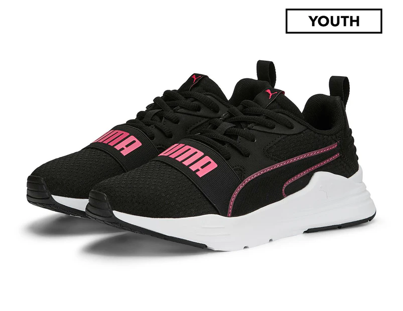 Puma Youth Girls' Wired Run Pure Running Shoes - Puma Black/Glowing Pink