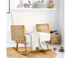 Oikiture Rocking Chair Nursing Armchair Linen Accent Chairs PE Rattan Beige