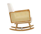 Oikiture Rocking Chair Nursing Armchair Linen Accent Chairs PE Rattan Beige