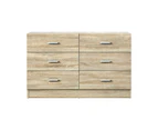 Oikiture 6 Chest of Drawers Tallboy Dresser Table Lowboy Storage Cabinet Wood