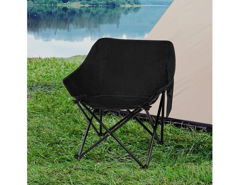 Levede Folding Camping Moon Chair Lightweight Outdoor Chairs Portable Seat Black