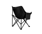 Levede Folding Camping Moon Chair Lightweight Outdoor Chairs Portable Seat Black