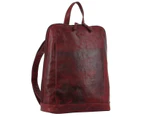 Milleni Ladies Nappa Leather Bag Twin Zip Backpack w/ Zipped Pocket - Cherry Red