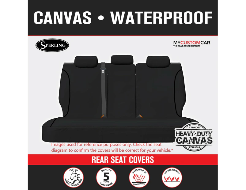 Nissan Navara NP300 D23 Dual Cab 2015-2017 TRADIES Rear Blk Canvas Seat Cover