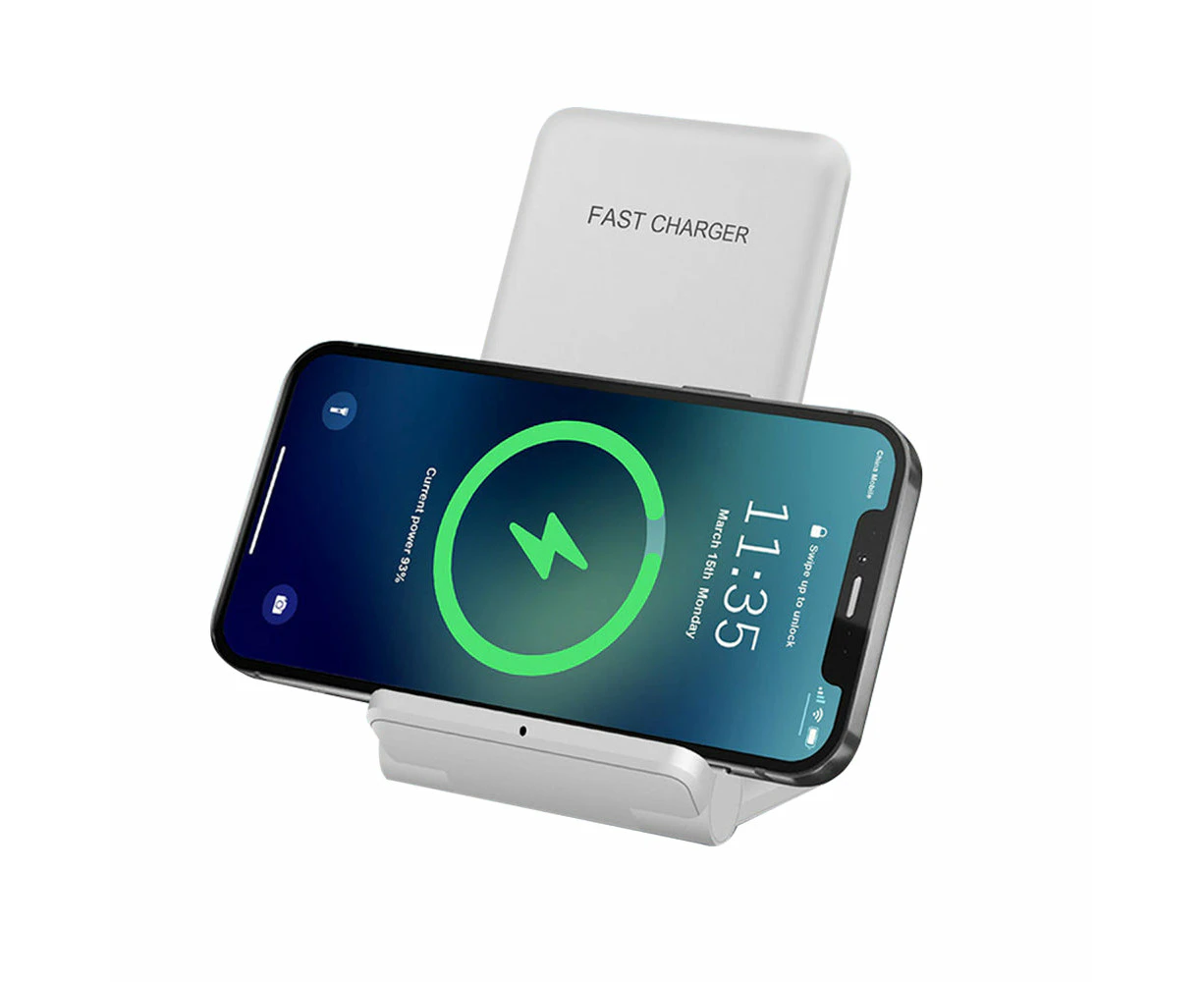 Vertical Folding 2-in-1 Wireless Phone Charger - White