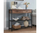 HLiving Entryway Table with 2 Drawers, Console Table with Storage Shelves, Sofa Table for Living Room,Rustic Brown