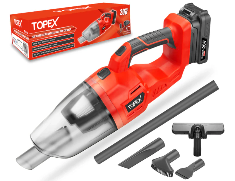 TOPEX 20V Cordless Handheld Vacuum Cleaner for Home & Car w/ Battery & Charger