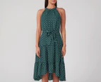 Stella Women's Polka Dot Midi Dress - Green