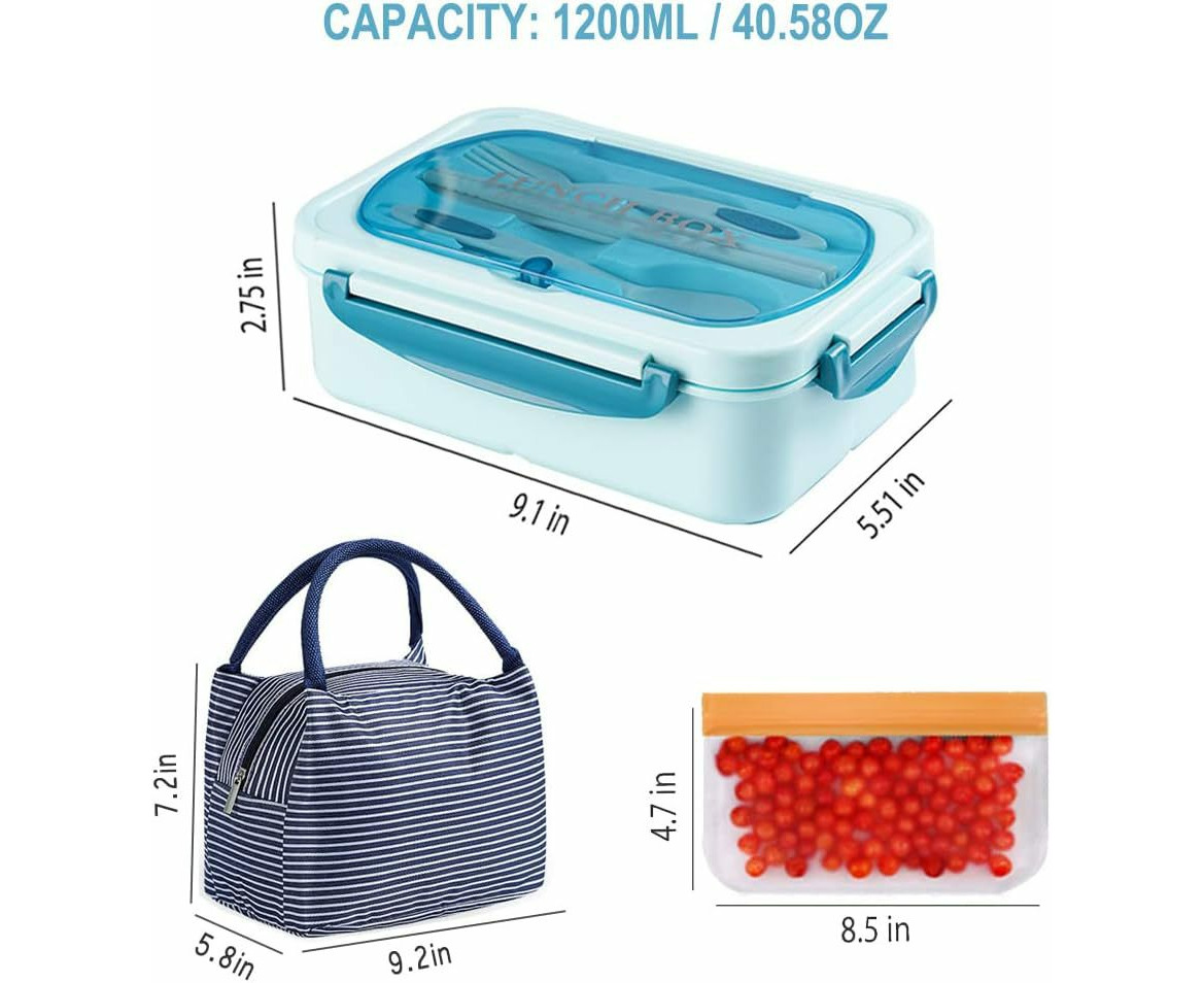 1pc 1000 ML Leakproof Square Lunch Box with Microwave Safe Tableware for  Office Workers, Teenagers, and School Students - Hand Washable Bento Box  for Canteen, Back School, and Home Kitchen