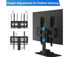 Black Tv Stand for 27-55” LCD LED Plasma Flat Panel TV Screen Universal Desktop Dock TV Mount with 3-Level Height Adjustment Function Holds Up to 40KG