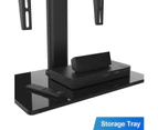 Black Tv Stand for 27-55” LCD LED Plasma Flat Panel TV Screen Universal Desktop Dock TV Mount with 3-Level Height Adjustment Function Holds Up to 40KG