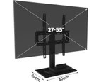 Black Tv Stand for 27-55” LCD LED Plasma Flat Panel TV Screen Universal Desktop Dock TV Mount with 3-Level Height Adjustment Function Holds Up to 40KG