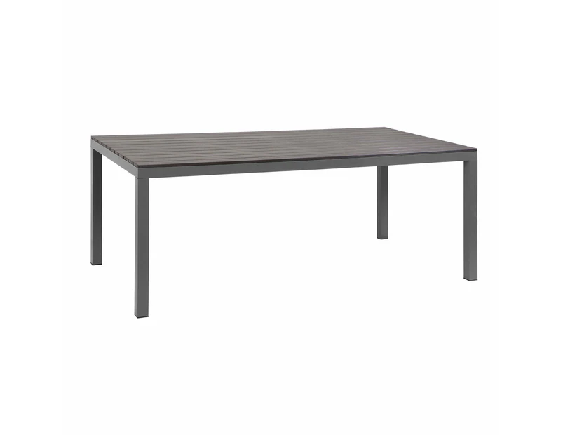 Manly Charcoal Aluminium Outdoor Dining Table With Faux Wood Top (180x95cm)
