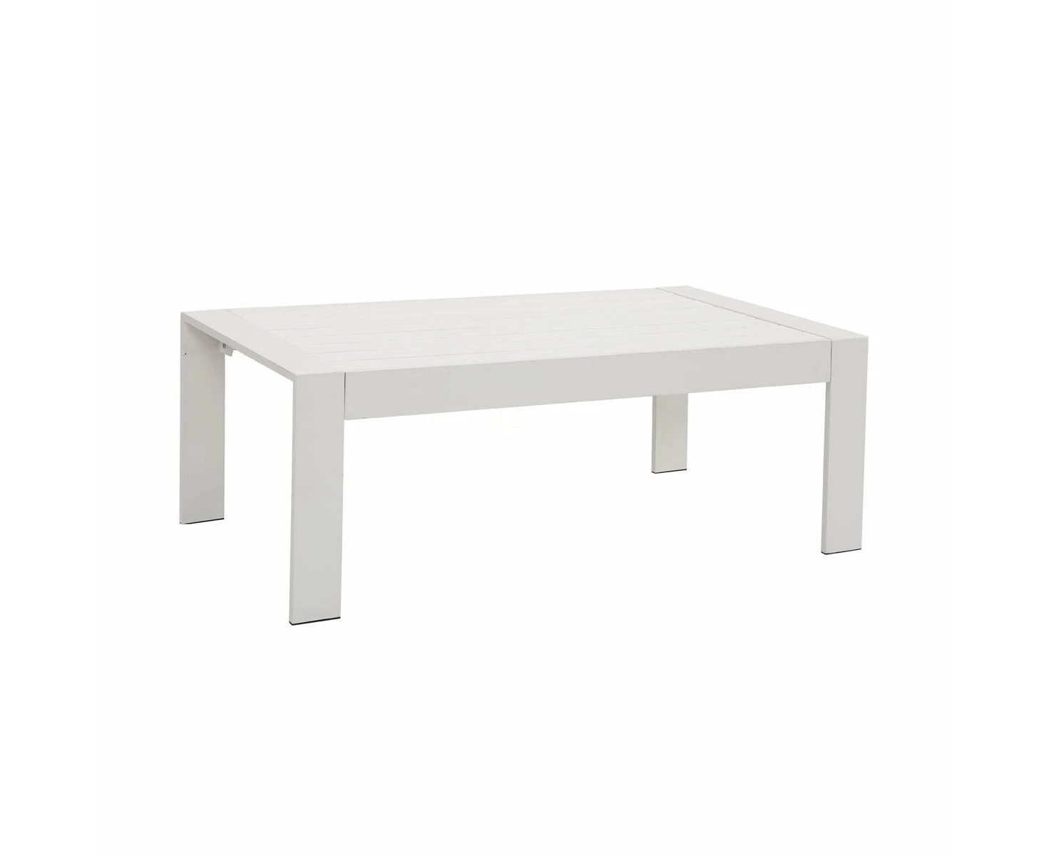 Paris White Aluminium Outdoor Coffee Table With Faux Wood Top (100x50cm)