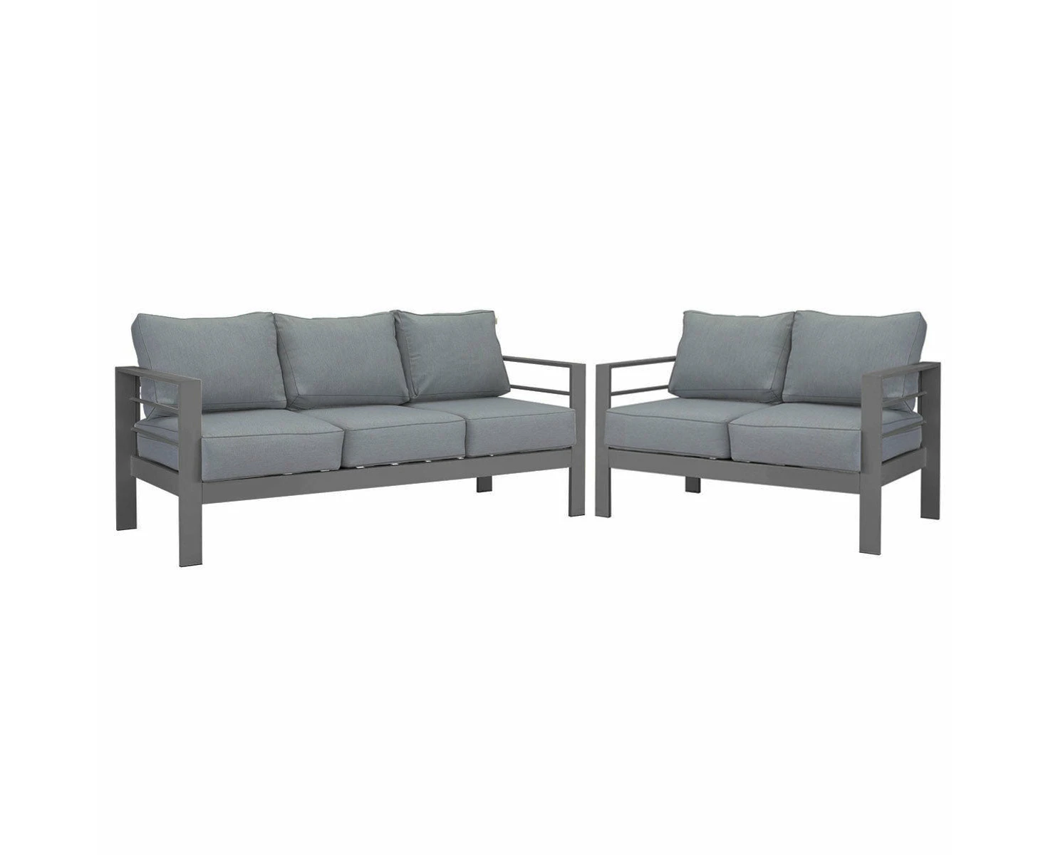 Paris 5 Seater Charcoal Aluminium Sofa Lounge Grey Cushion