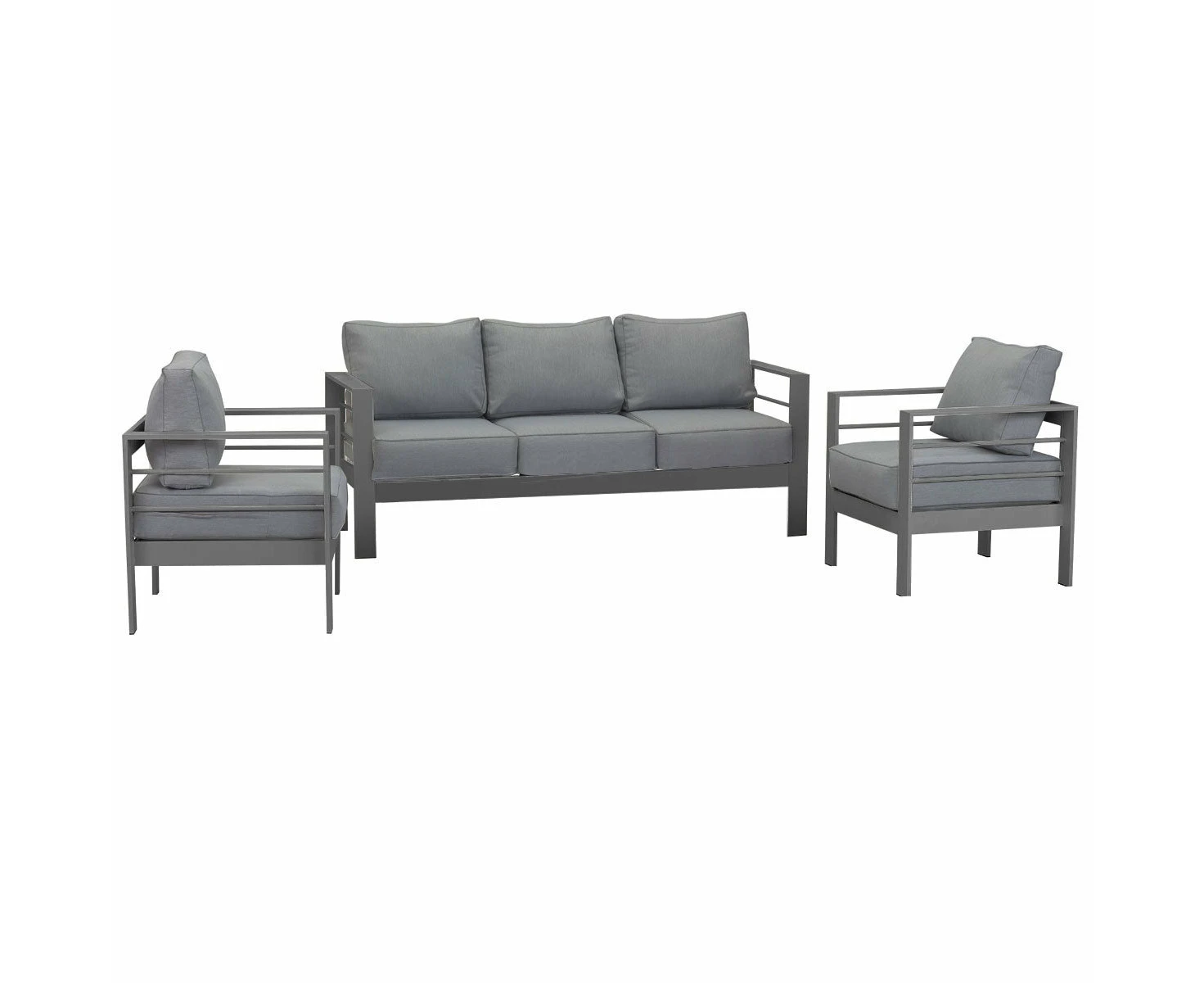 Paris 5 Seater Charcoal Aluminium Sofa Lounge Grey Cushion