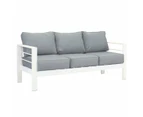 Paris 5 Seater White Aluminium Sofa Lounge Set Grey Cushion