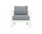 Paris 5 Seater White Aluminium Sofa Lounge Set Grey Cushion