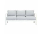 Paris 5 Seater White Aluminium Sofa Lounge Set Light Grey Cushion