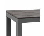 Manly Charcoal Aluminium Outdoor Faux Wood Top Bench With Grey Cushion (set Of Two)