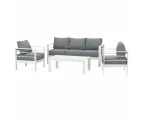 Paris 5 Seater White Aluminium Sofa Lounge Set Grey Cushion