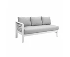 Paris 6 Seater White Aluminium L Shaped Sofa Lounge Set Light Grey Cushion