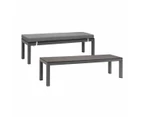 Manly Charcoal Aluminium Outdoor Faux Wood Top Bench With Grey Cushion (set Of Two)