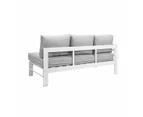 Paris 6 Seater White Aluminium L Shaped Sofa Lounge Set Light Grey Cushion