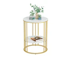 Round Side Table Gold Metal Frame End Table Marble Accent Coffee Table Nightstand