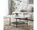 2Tier Real Marble Coffee Table Large Round End Table Natural Marble Look Pattern